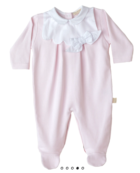 Tutina in ciniglia rosa con fiocco