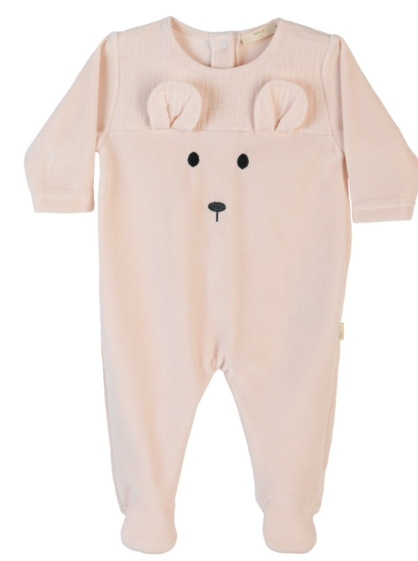 Tutina in ciniglia rosa con orsetto