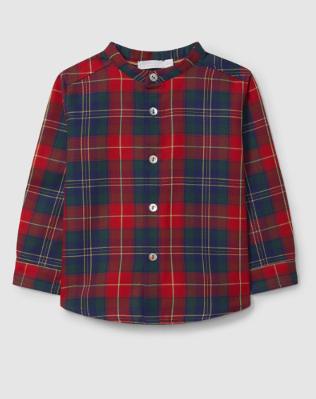 Camicia a quadri con colletto alla coreana