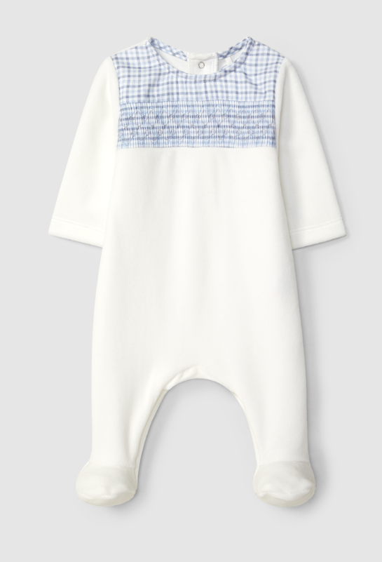 Tutina in velluto con dettaglio smock