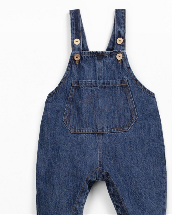 Salopette in denim di cotone con spalline regolabili