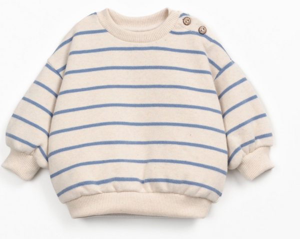 Felpa azzurra a righe in cotone