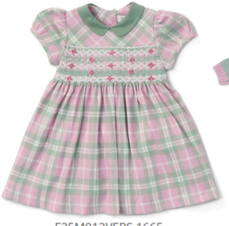 Abito in flanella tartan rosa quarzo/verde chiaro