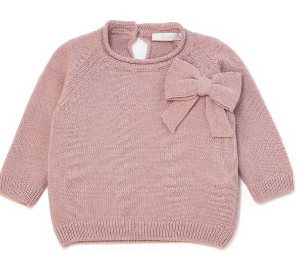 Maglione rosa antico con fiocco