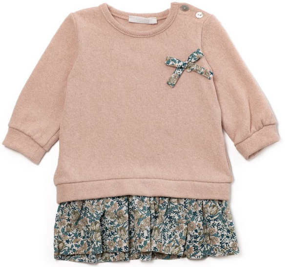 Abito in caldo cotone rosa jersey e liberty