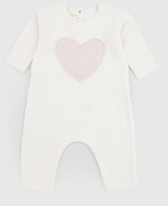 Tutina in cotone caldo panna con il cuore