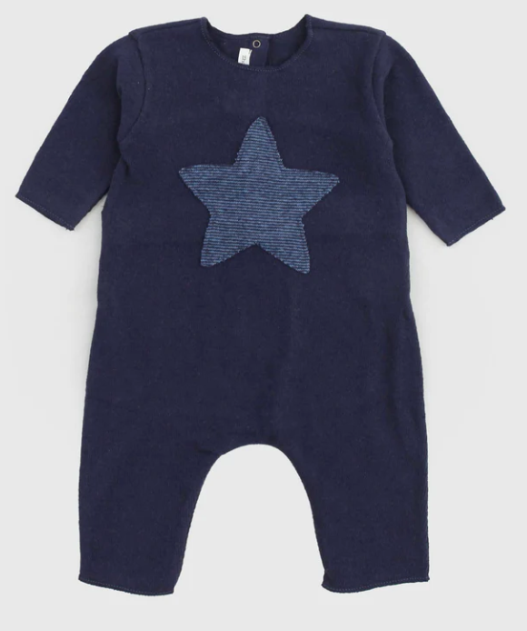 Tutina Blu Con Stella in caldo cotone