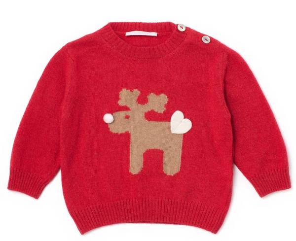 Maglione rosso con  la renna