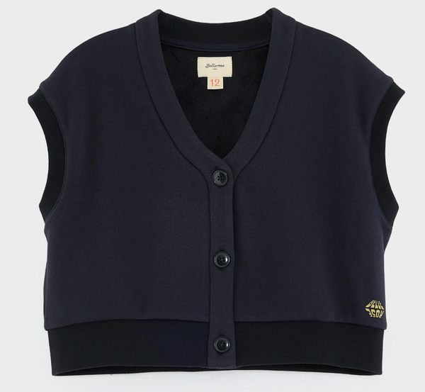 Gilet in felpa blu con interno in pelliccia