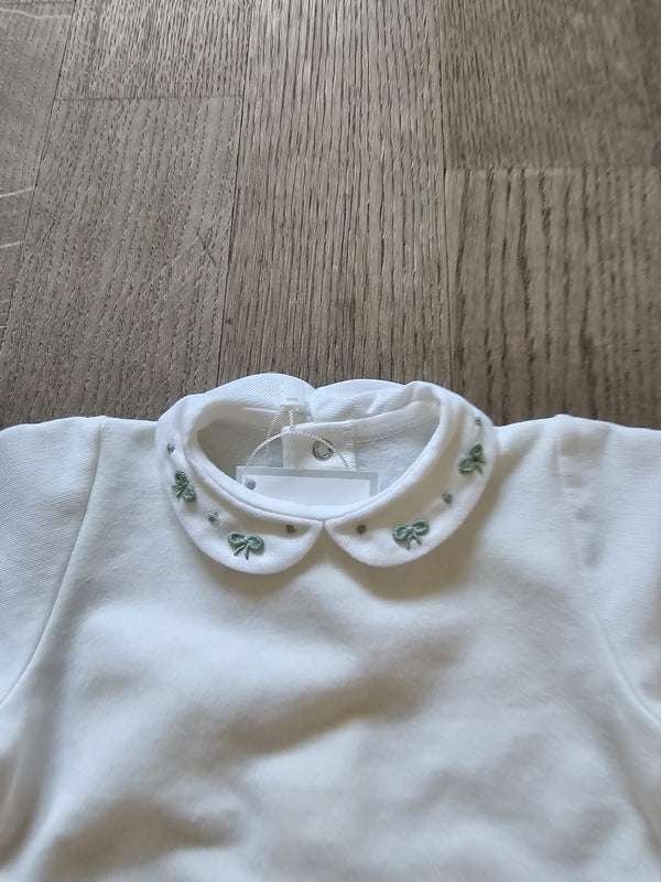 Completo due pezzi  in caldo cotone ricamo verde