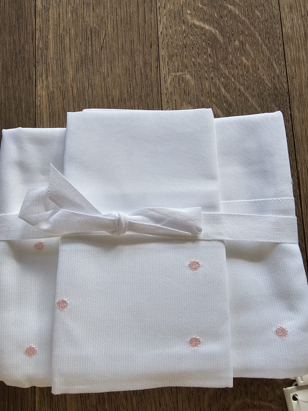 Lenzuolo culla- carrozzina con pois rosa